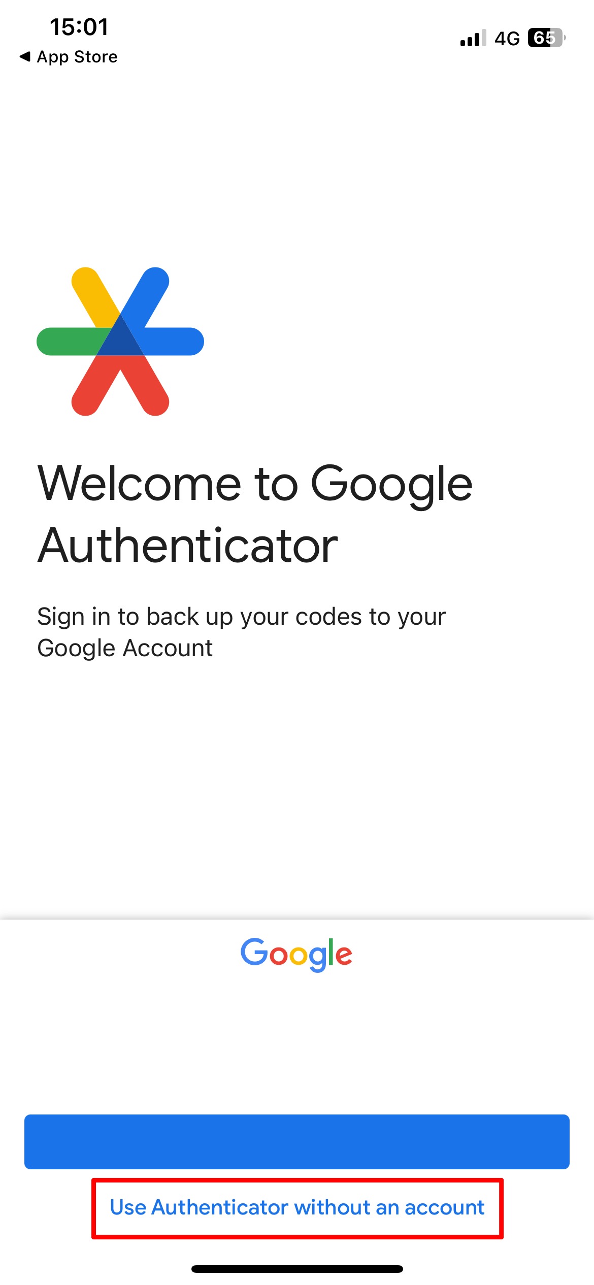 Use Authenticator without an account