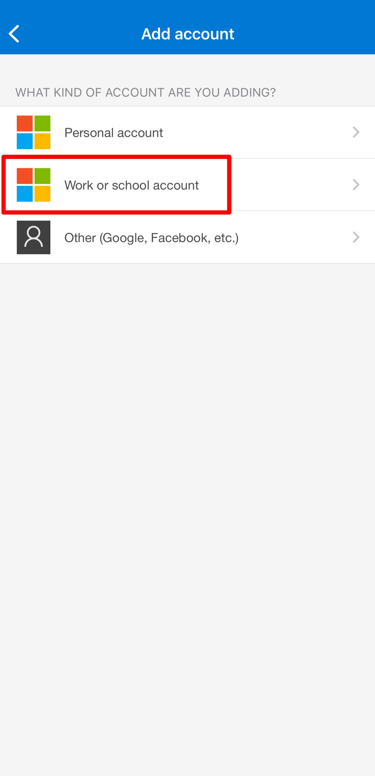 Work or school account