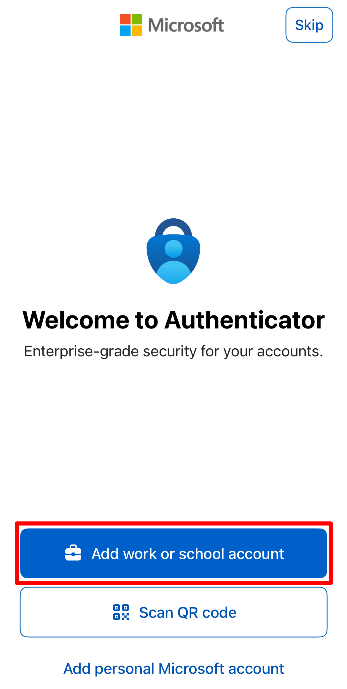 Add work or school account