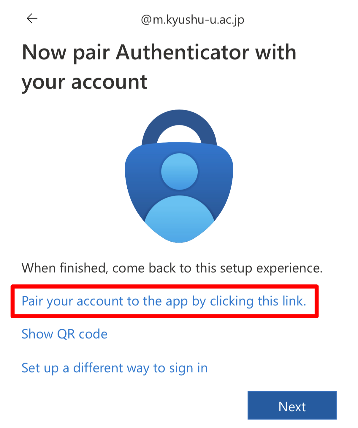 Now pair Authenticator with your account