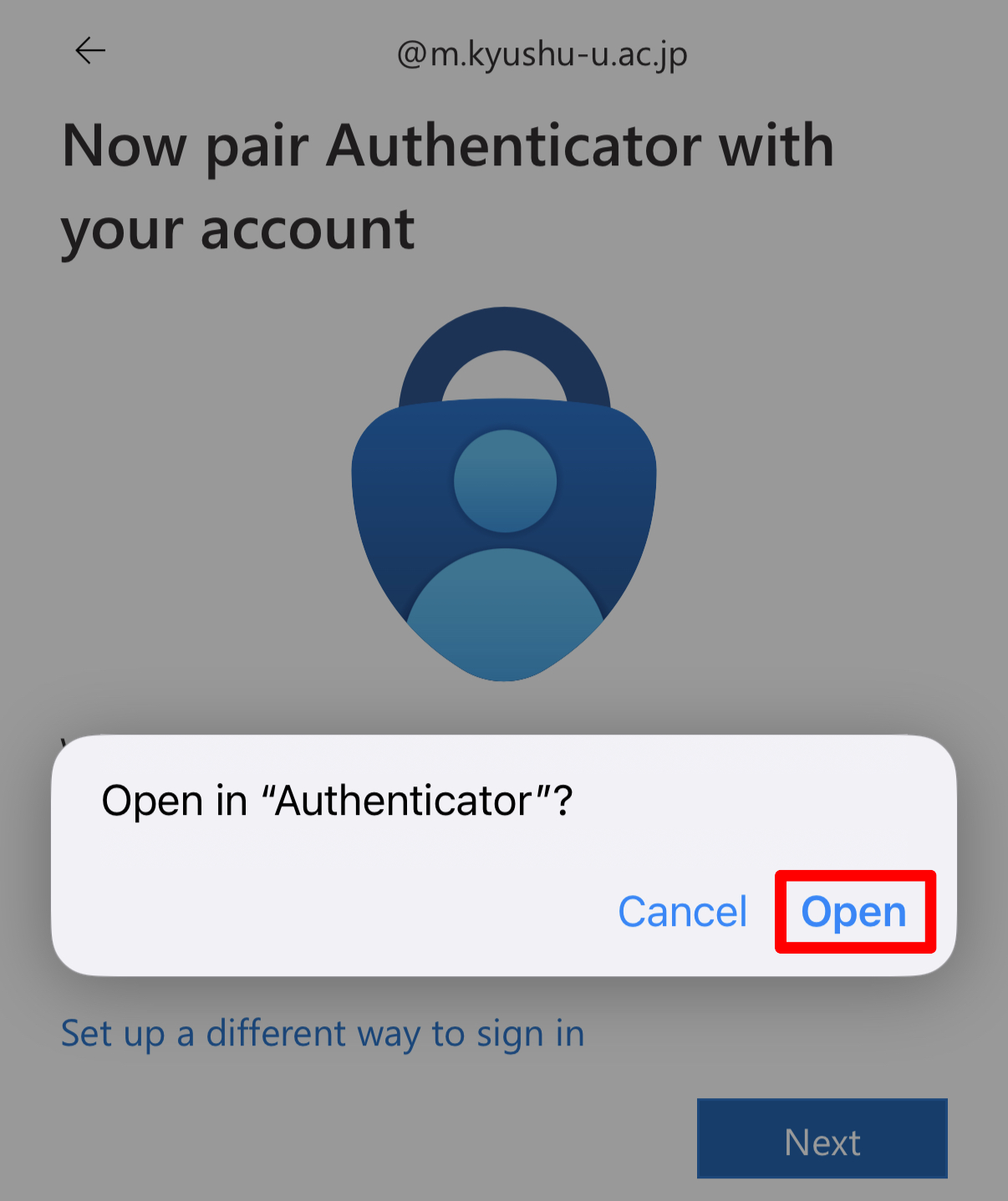 Open in Authenticator?