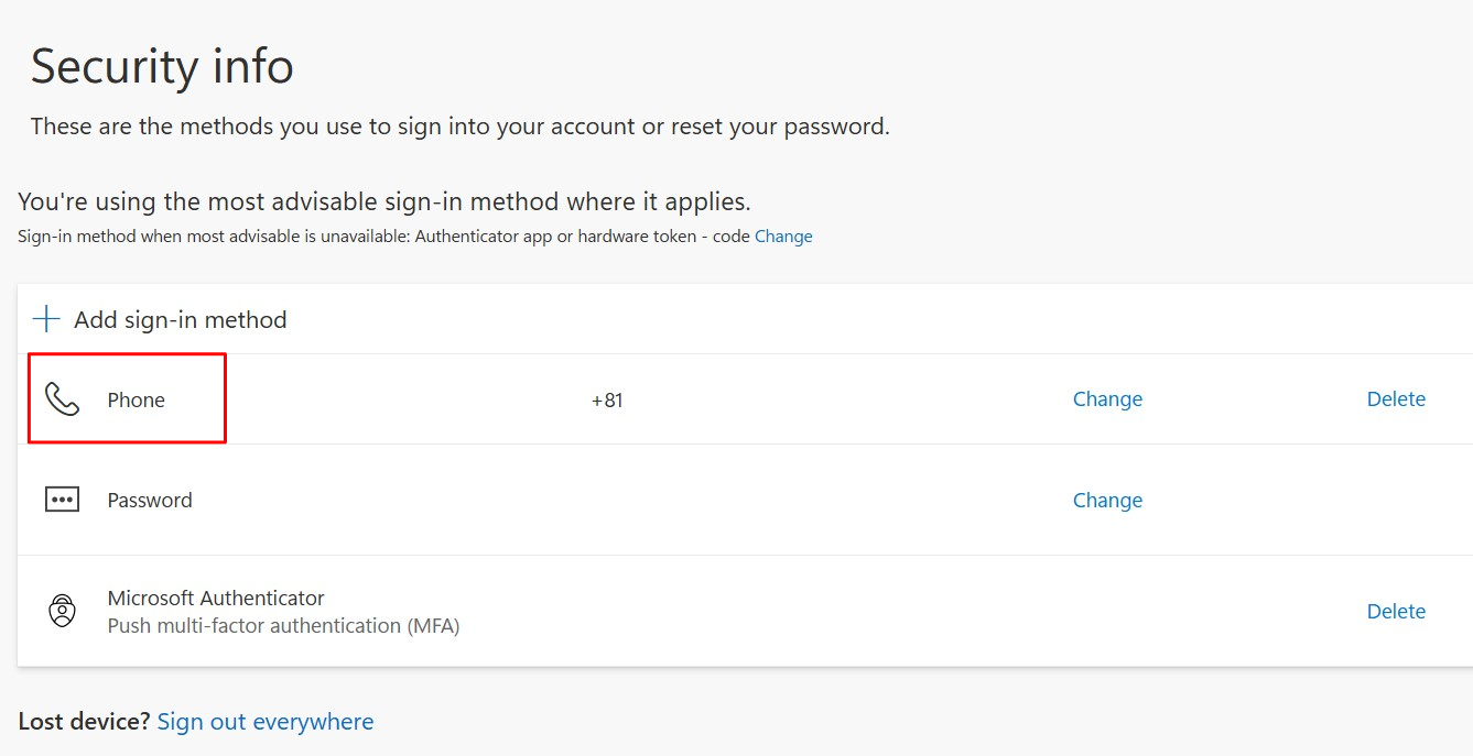 Phone number registered