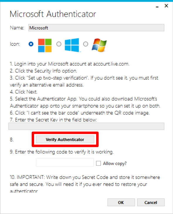 Verify Authenticator